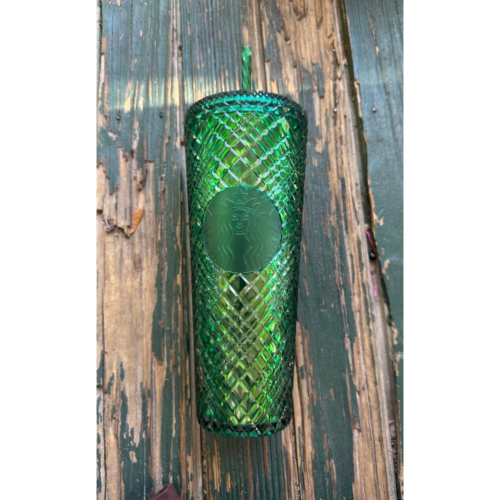 Starbucks 2021 Emerald Green Jewel Studded Venti Tumbler 24oz Cold Cup New